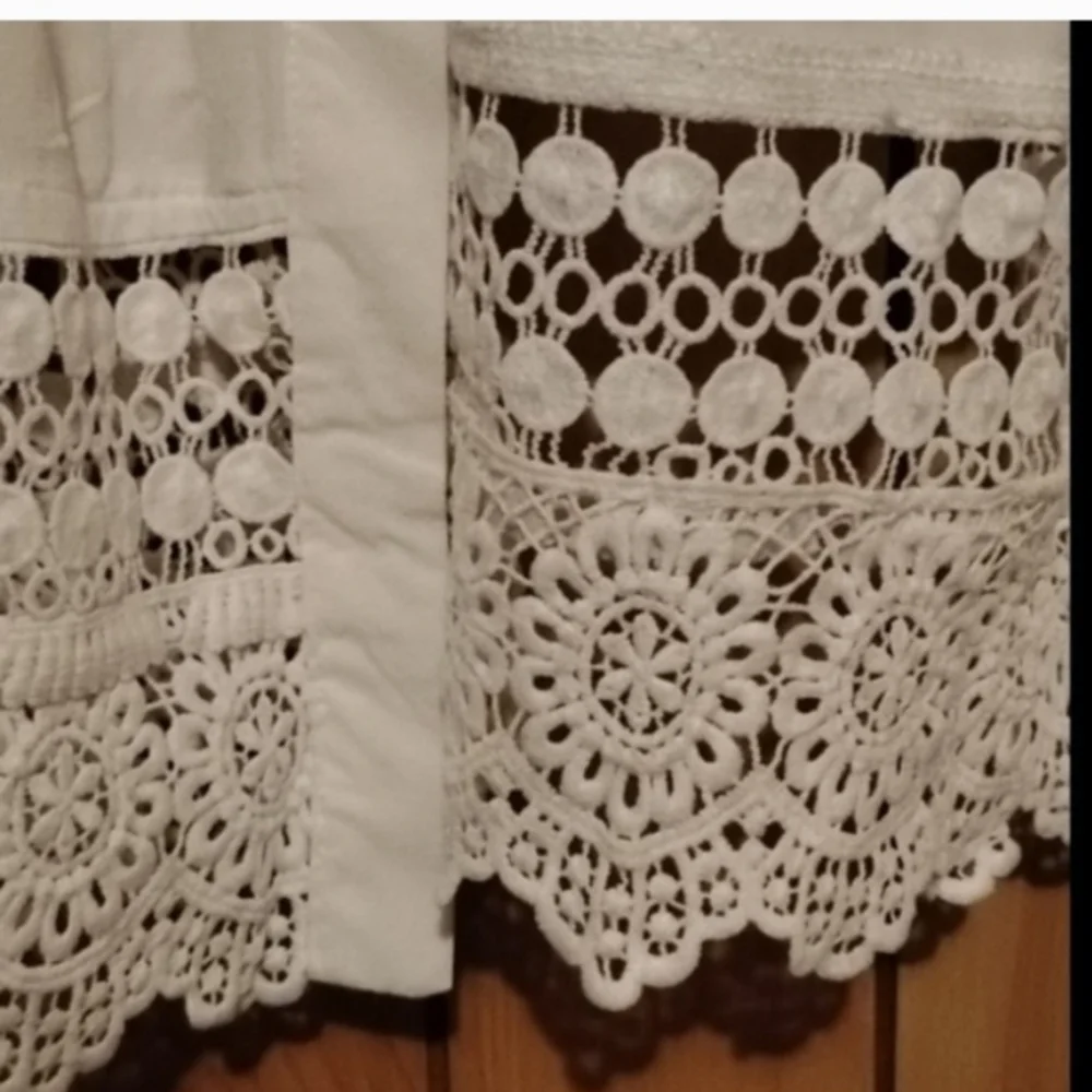 Notations White Crochet Trim Open Front Jacket - Picture 3 of 6